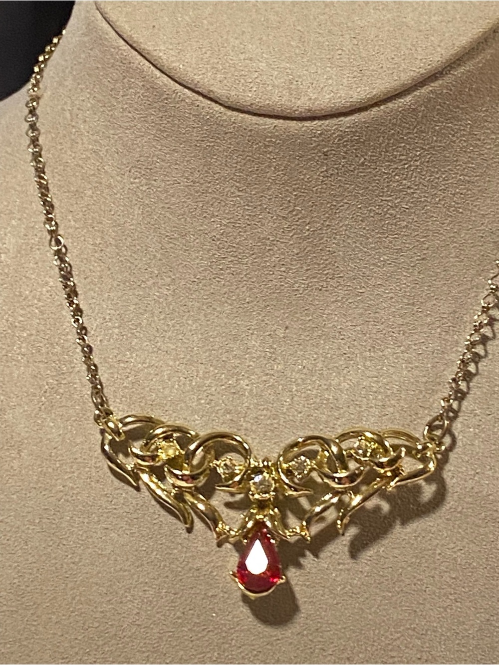Gold-Tone Necklace-Art Nouveau-Style